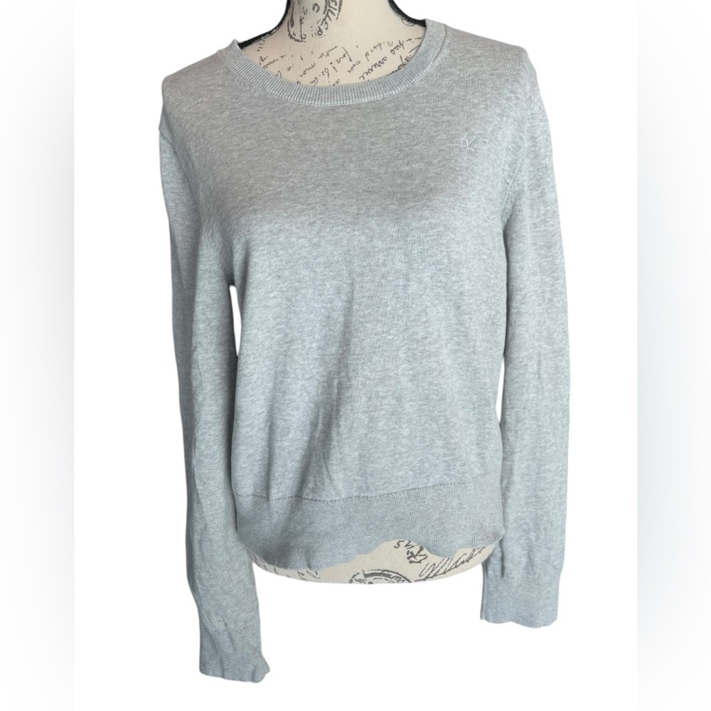 Calvin Klein heather gray 100% cotton crew neck sweater, size XL